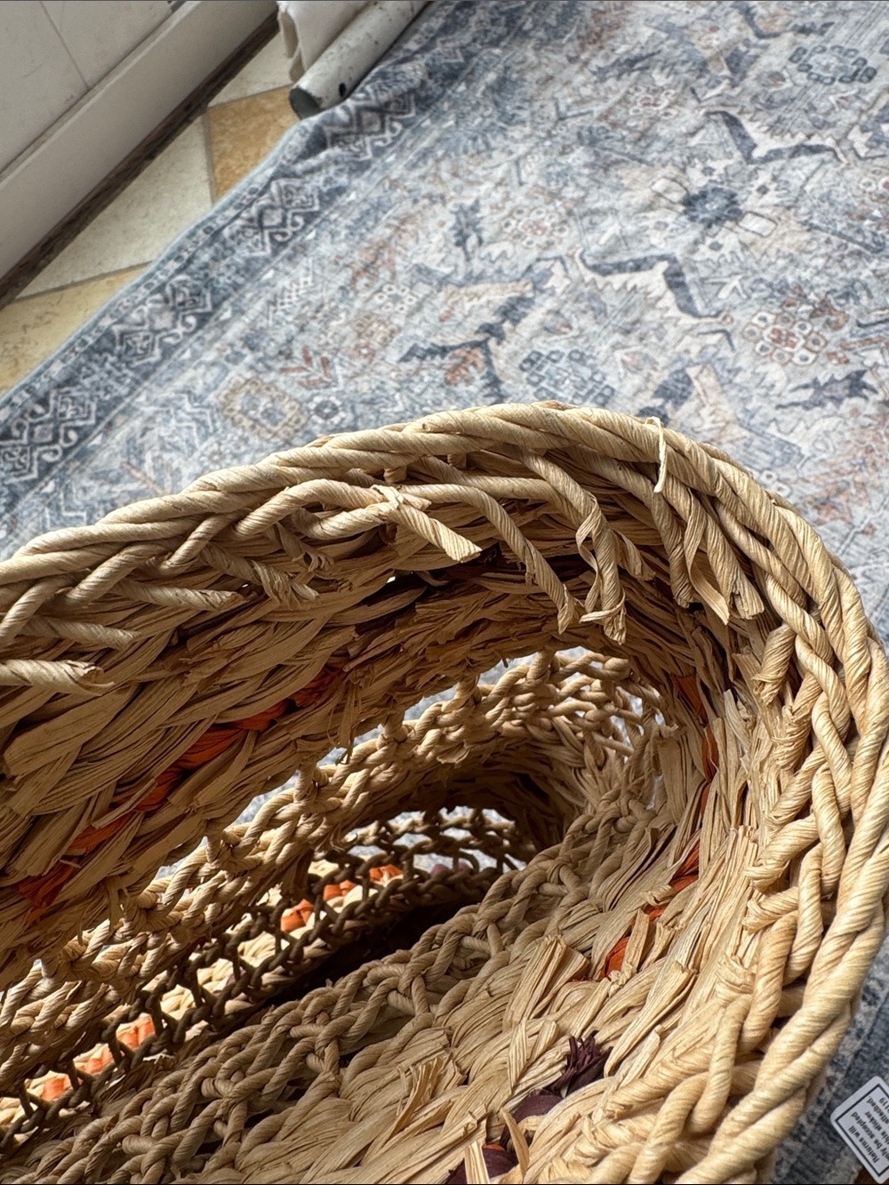 Boho Woven Straw Tote Bag Beach Market Raffia Style Carryall Size S/M - Picture 7 of 14
